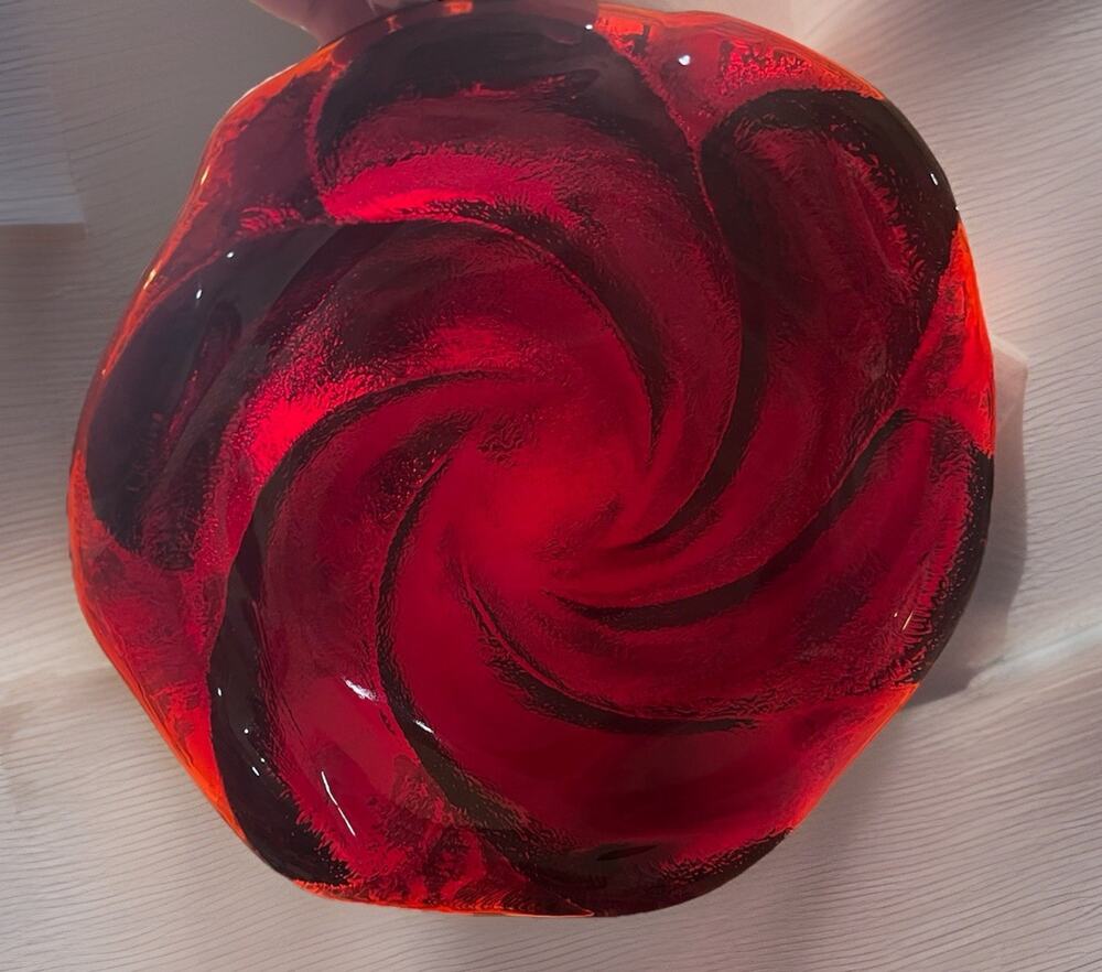 VTG Fenton Amberina Swirl Art Glass Dish Ruby Red Vanity Trinket Candy Ash Glows